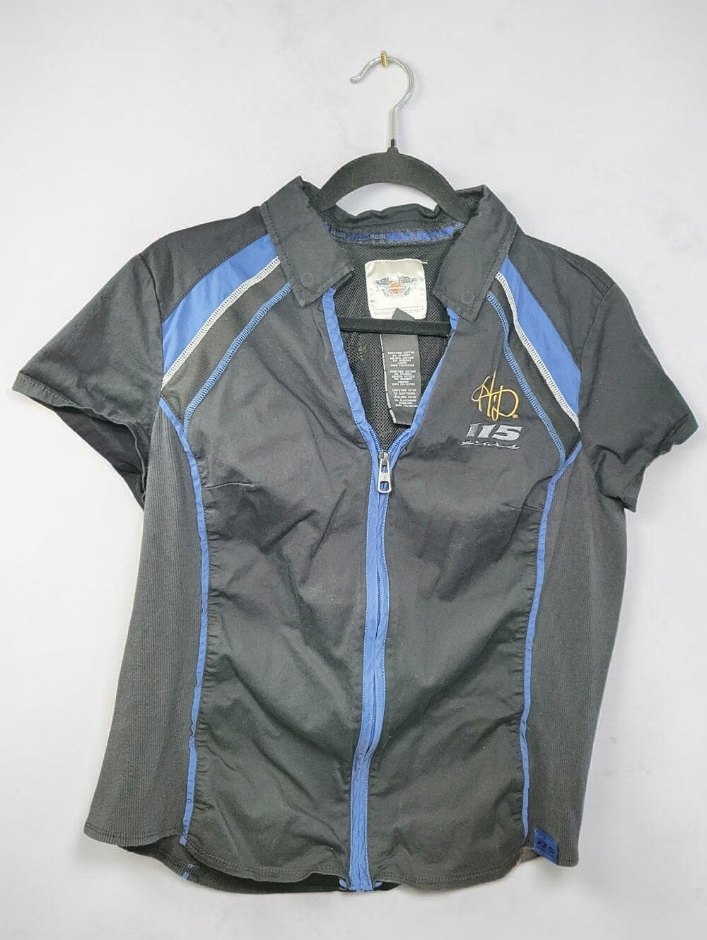 Harley-Davidson Black and Blue Women's Zip Polo